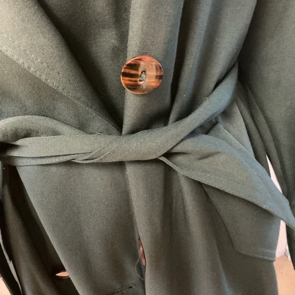 J. Gallery Deep Green 90s Belted Trench/Rain Coat - Picture 3 of 6